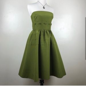 Maeve olive green strapless dress sz 0